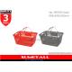 Red Grey Color Grocery Plastic Shopping Baskets For Retail Stores / Supermarket