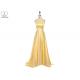 Yellow Long Tail Gown Stretch Satin Fabric Sleeveless Backless Bandage For Party