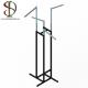 Chrome 4 Way Black Metal Clothing Display Rack With Sloped Tube