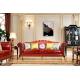 6 Seater Royal Classic Wooden Frame Living Room Red Leather Sofa Set