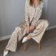 2022 Fashion Irregular Printed Long Sleeved Loose Pajama Set For Ladies