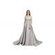 Sliver Lace Material Muslim Evening Dress / Strapless Maxi Prom Dress