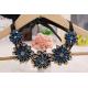 Fancy Blue Dance Wear Accessories Golden Edge Flower Collar Necklace With Crystal Beaded