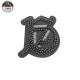 OEM 3D Sew On Letter Patches , Black Beaded Applique Patches Customized Size
