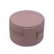 Round Leather Zippered Portable Travel Jewelry Box