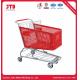 125L Plastic Trolley Basket On Wheels ODM Four Wheel Shopping Cart