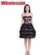 Grey 9 Bones Floral Lace Bustier And Corset Dress With Zipper