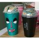 FDA Plastic Coffee Cups Disposable Insulated Beverage With Plastic Lid and lable printing
