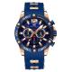 MINI Mens Chronograph Watches Luminous Sport Wristwatch Blue Silicone Strap Quartz Watch