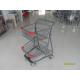Two Layer Basket Wire 4 Wheel Shopping Trolley / Cart With Color Poweder Coating