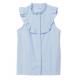 Polyester Ruffled Collar Pool Blue Women Sleeveless Shirts