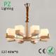 8 arms Oak wood pendant lamp wood chandelier lighting with glass shade nickel finishing