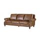American Retro Vintage Three Seater Leather Sofa Solid Wood Frame With Rolled Arms