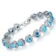 Fashion Platinum Plated Links Chain Heart Shape Blue Cubic Zirconia Tennis Bracelet (JDS949BLUE)