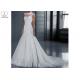 Sleeveless Lace Long Tail Bridal Gown Off White See Through Back With Buttons