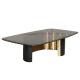 Satin Finish Tempered Glass Coffee Table Brushed Gold Rectangle Coffee Table