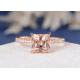 Morganite Real Diamond Jewellery Ring Princess Cut 6×6mm Size