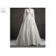 Deep V Neck Vintage Off White Wedding Dresses Long Lantern Sleeve Pleating Tail