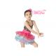 Multicolor Girls Ballet Costume Camisole Sequin Top With Rainbow Tulle Skirt