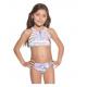 Little Girls Crop-top Bikini Set In A Mixed Pastel Print - A Whale's Song
