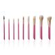 OEM 9PCS Makeup Brush Set Low MOQ Vegan Pink Wood Handle Cosmetics Brushes
