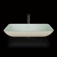 Lacquered Bathroom Wash Basins 18 Inch Tempered Glass Sink White Rectangular