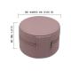 Portable Pink Round Leather Jewelry Case Box With Mirror