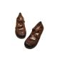 S262 2020 new leather women's shoes with holes on the feet playful sandals cross shoes buckle shallow mouth flat shoes