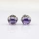 925 Silver Jewelry 8mmx10mm Oval Dome Purple Cubic Zircon Earrings(PSJ0434)