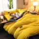 Polyester Flannel Velvet Fleece Winter Warm Solid Queen King Size Bedding Set for Beds