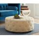 Ottoman Modern Wood Coffee Table Button Tufting Round Upholstery Bench