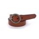 Women Casual Dress Genuine Leather Belt Tan Color With Vintage Round Buckle