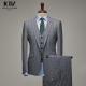 Gray Plaid Vintage Formal Suit for Men's Wedding Wool/Silk Material Woven Weaving Method