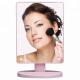 Pink Rectangular led lighted vanity makeup mirror with touch sensor dimming