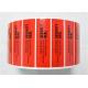 Glossy Red Tamper Evident Security Labelsl With Yellow Color Tampered Residue