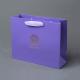 Luxury Custom Printed Logo Embossed Purple Coated Paper Bag With Ribbon Handle