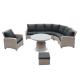 7 Seats 1.2mm Thickness Aluminum Tube Garden Rattan Sectional Sofa