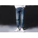 Woven Tapered Mens Denim Jacket And Jeans Mid Wash Man Pants 100% Cotton