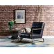 Loft Slate Modern Black Leather Chair , Leather Accent Chairs Golden Metal Legs