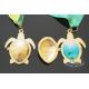 Turtle Shell Animal Medals With Colorful Satin Ribbon , Printing Sticke With Gloss Dome Covered