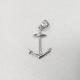 S925 Anchor Shape Plain Silver Pendant Sailor Symbol No Stones For Men