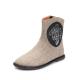 S098 Autumn and winter hot fashion boots women retro linen women's shoes leather embossed embossed flat bottom women's s