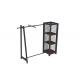 Customized Iron Coated Garment Display Stand With Wire Box One Side Modern Style