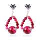 Handmade Crystal Stone Earrings Rose Red Tiger's Eye Gemstone Beaded Heart Charms Pendant Earrings