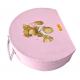 Cardboard suitcases with handle, half round box pink with logo printing