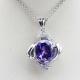 925 Silver Jewelry 7mmx9mm Oval Purple Cubic Zirconia Pendant Necklace (PSJ0207)