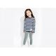 Grey White Stripe Kids Girls Clothes Girls Loungewear Set + Cotton Elastic Melange
