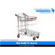 Two Layer Supermarket Grocery Shopping Cart / Metal Shopping Trolley Heavy Duty