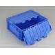 Hinged Lids Plastic Storage Tote Boxes Blue Color Stacking Turnovers