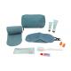 Steel Gray Cosmetic Travel Kit For Plane , Travel Amenities Kit With Microfiber Pouch